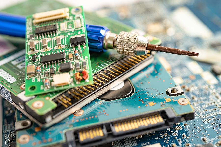 Circuit of main board hardware computer electronic, e-waste