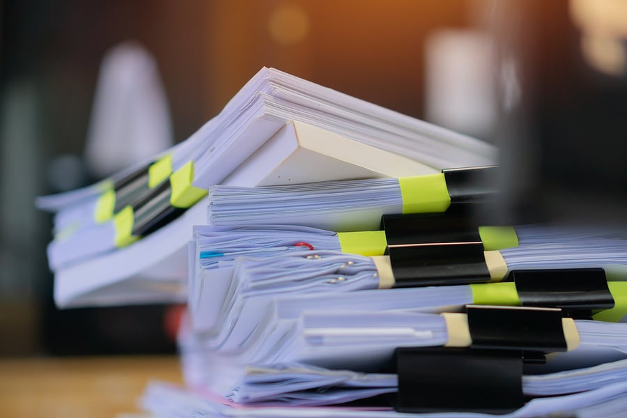 Stacks of student records at a Philadelphia educational institution